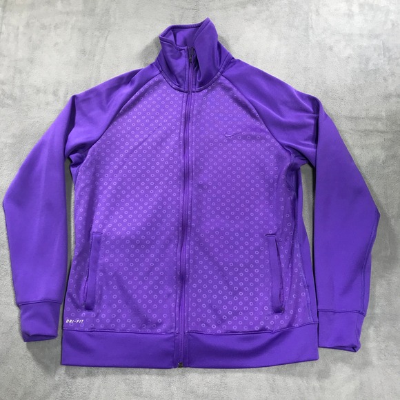 Nike Dri-Fit Track Jacket Women's Large Purple Full Zip Athletic Activewear - Picture 1 of 10